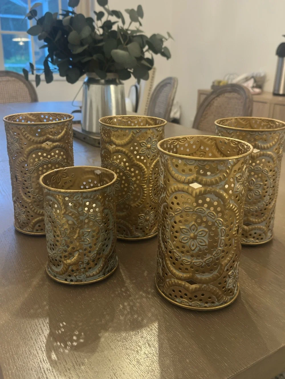 Unbranded Gold Embossed Metal Votive Candle Holders - Set of 5